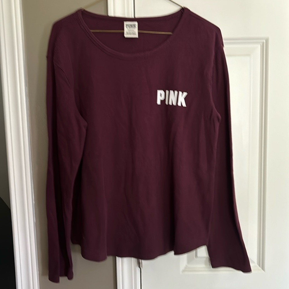 Pink size L burgundy long sleeved haney shirt.